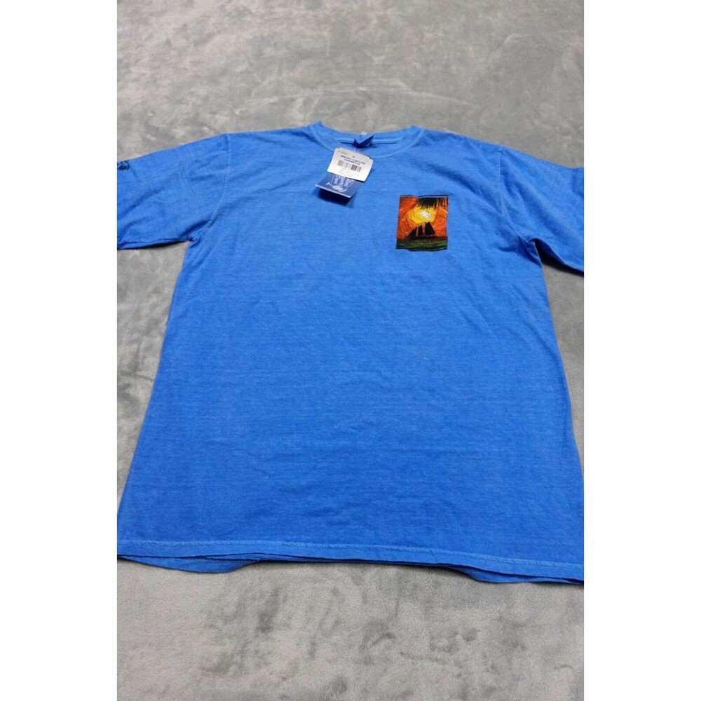 Men's Big Size L Blue CRAZY SHIRTS Back Print Printed Twilight Sun T-shirt